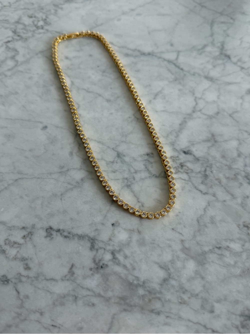 Gold Crystal Tennis Necklace